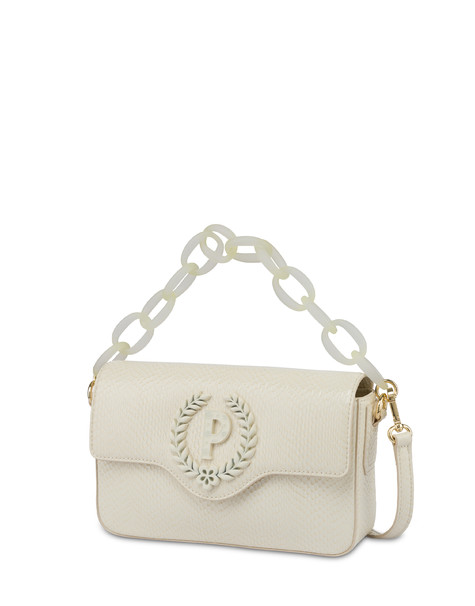 Candy python print bag with oversized chain IVORY