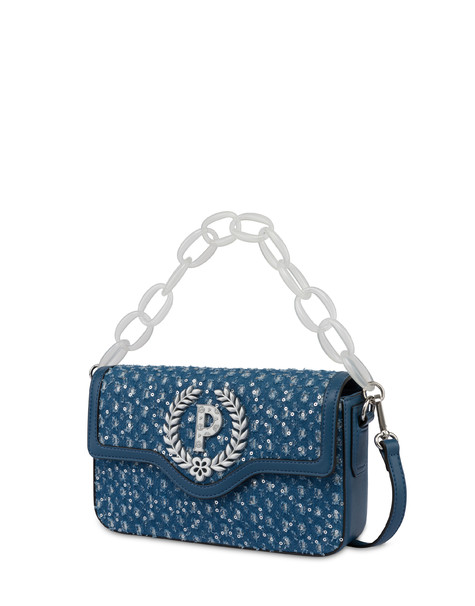 Candy denim bag with sequins and oversized chain DENIM/DENIM