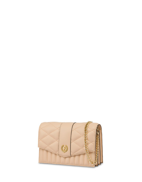 Matelassé quilted clutch bag with mirror BEIGE