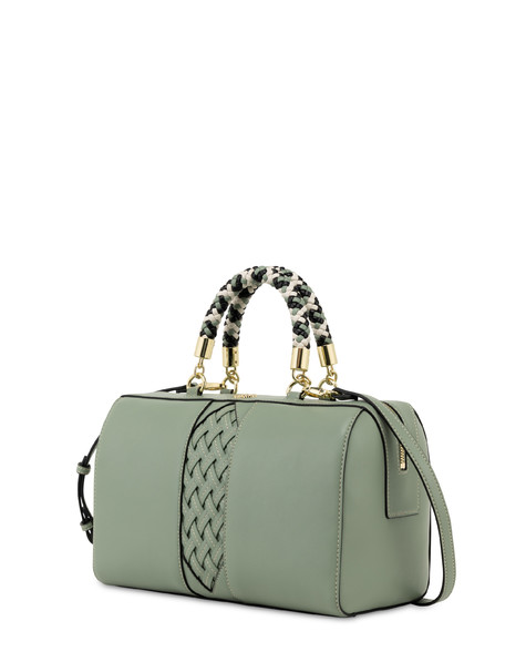 Agadir double handle bag with woven insert SAGE