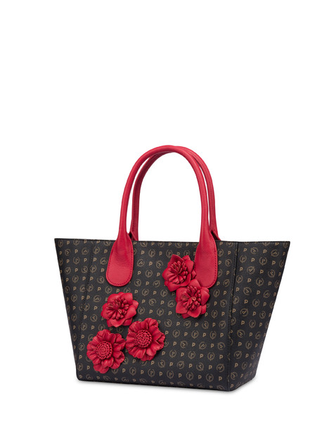 Tote bag medium Heritage Flowers NERO/ROSSO