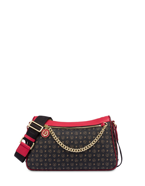 Heritage Logo Classic PVC shoulder bag BLACK/LAKY RED