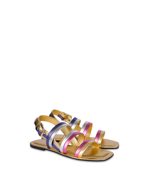 Rainbow patent nappa flat sandals GOLD/PEONY/SILVER/IRIS