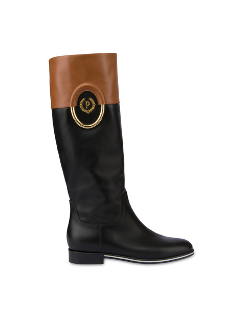 Wonder two-tone calfskin boots BLACK/TOFFEE