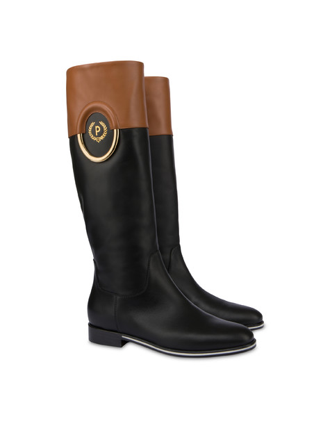 Wonder two-tone calfskin boots BLACK/TOFFEE