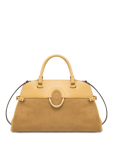 Wonder double handle bag in split-leather and calfskin 