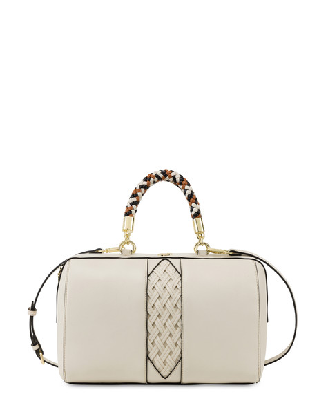 Agadir double handle bag with woven insert IVORY
