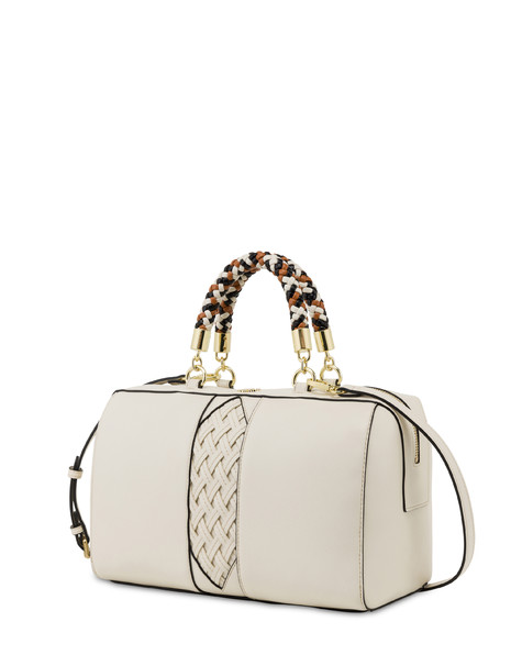 Agadir double handle bag with woven insert IVORY