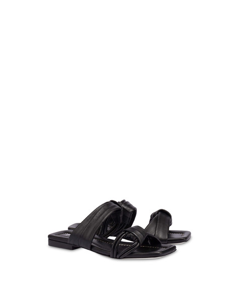 Lady Tie flat sandals in Nappa leather BLACK