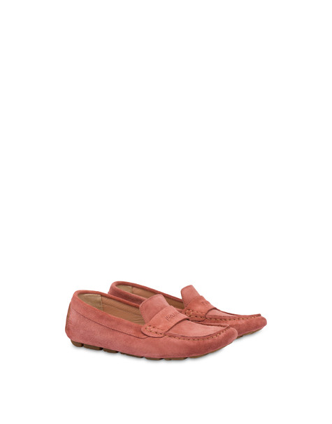 Eazy split-leather driving loafers PEONY