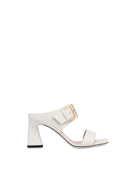 Ethos sandals in tumbled calfskin with buckle WHITE