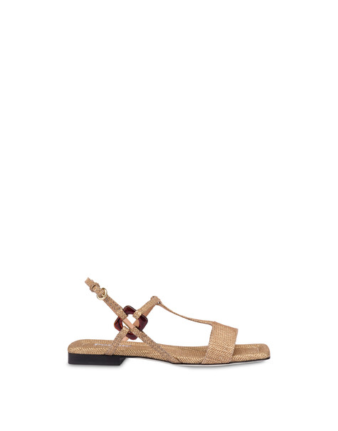 Between The Lines flat sandals in python-print calfskin WOOD-GOLD