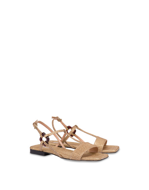 Between The Lines flat sandals in python-print calfskin WOOD-GOLD