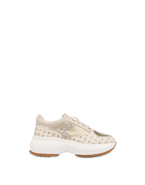 Sneakers con pietre e strass Forever AVORIO/PLATINO