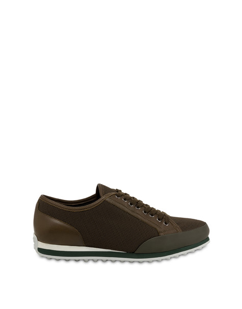 Sporty Driver calfskin and mesh sneakers MILITARY GREEN/MILITARY GREEN/MILITARY GREEN