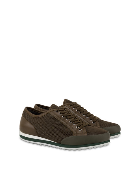 Sporty Driver calfskin and mesh sneakers MILITARY GREEN/MILITARY GREEN/MILITARY GREEN