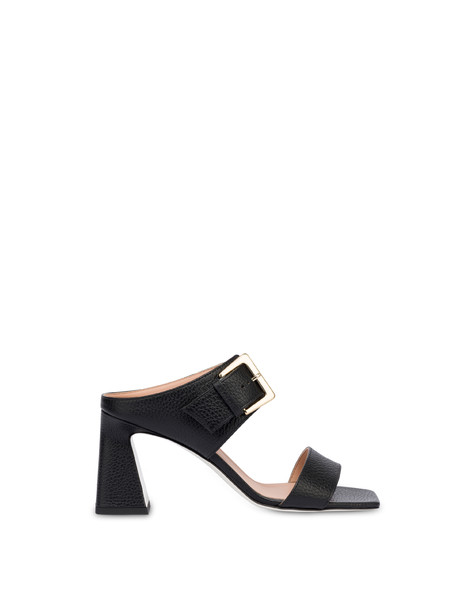 Ethos sandals in tumbled calfskin with buckle BLACK
