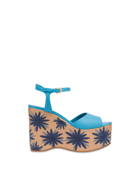 Desert Rose embroidered wedge sandals POOL/NATURAL