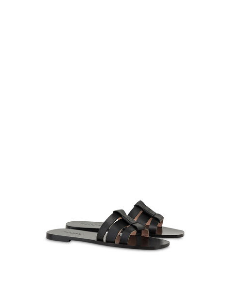 Sahara cowhide flat sandals BLACK