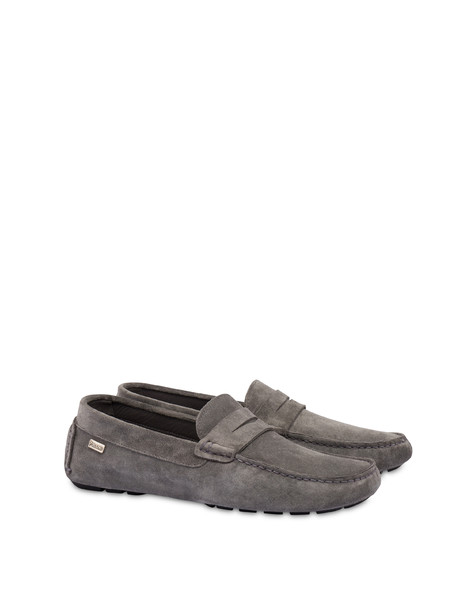 Eazy split-leather driving loafers GRAPHITE