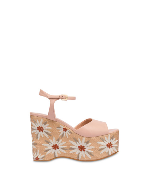 Desert Rose embroidered wedge sandals NUDE/NATURAL