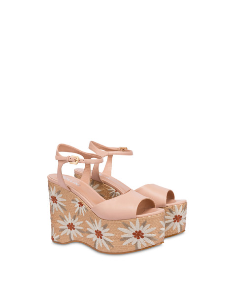 Desert Rose embroidered wedge sandals NUDE/NATURAL