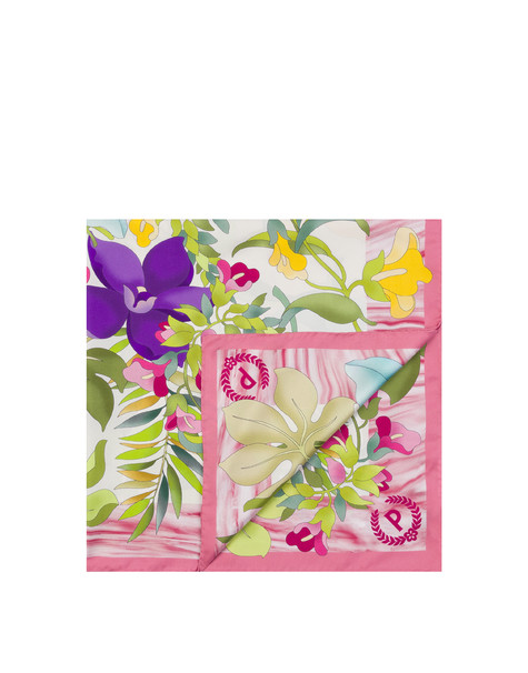 Silk Scarf With Flower Print Pink