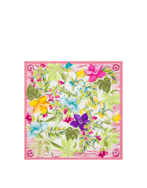 Silk scarf with flower print PINK