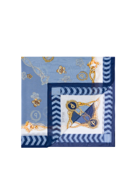 Pollini Jewels Two-tone Silk Scarf Blue