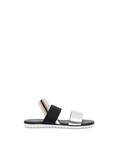 Soft Walk flat sandals in calfskin and lurex SILVER/BLACK/BLACK-BEIGE