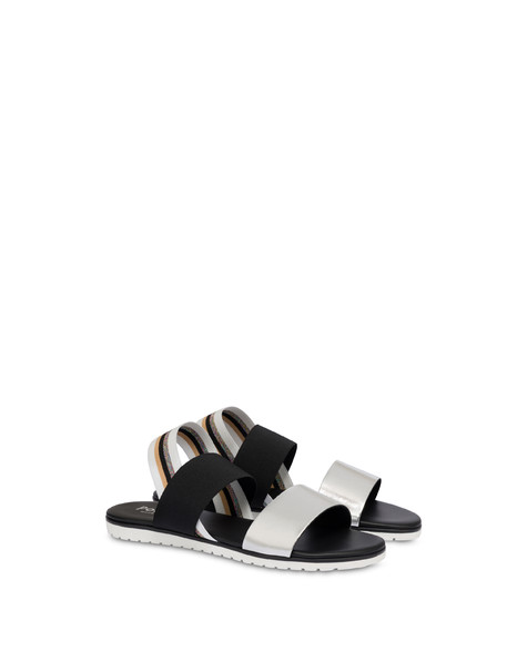 Soft Walk flat sandals in calfskin and lurex SILVER/BLACK/BLACK-BEIGE