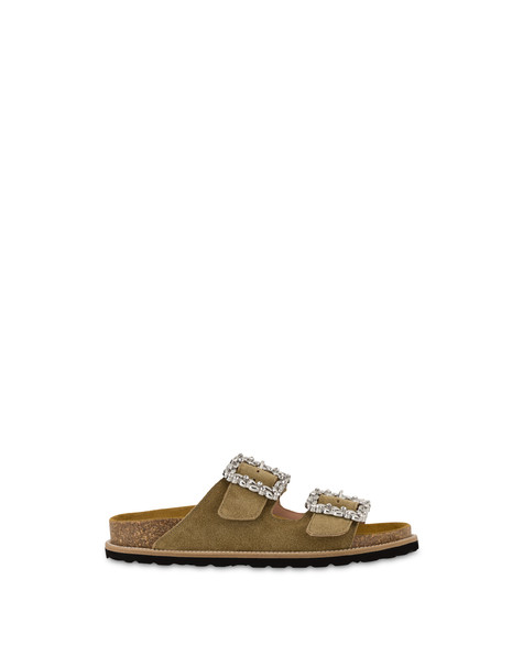 Rosemery Split Leather Fussbett Sandals Taupe
