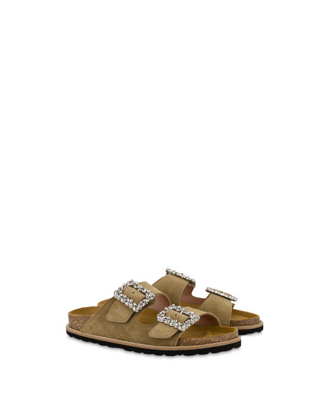 Rosemery Split Leather Fussbett Sandals Taupe