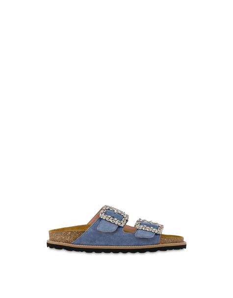 Rosemery Split Leather Fussbett Sandals Sky