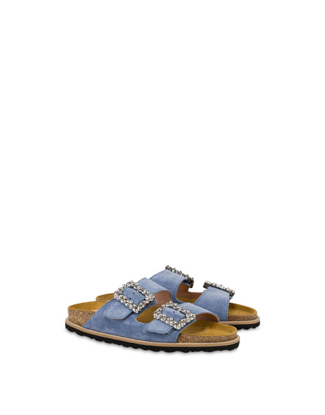 Rosemery Split Leather Fussbett Sandals Sky