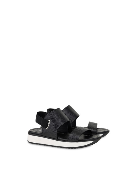Sandalen Walking Nature Aus Kalbsleder Mit Gummizug Schwarz