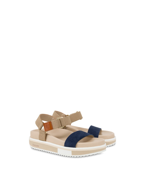 Fußbett-sandalen Aus Cheyenne-spaltleder Marineblau