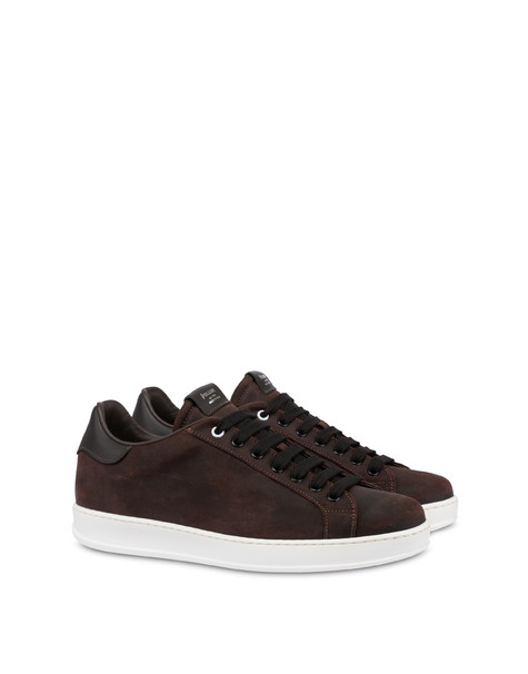 Sneakers Tennis Club Aus Gefettetem Spaltleder Dunkelbraun