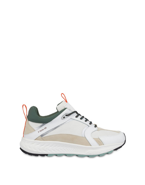 Sneakers P-ride Sole By Michelin Aus Nylon Und Kalbsleder Weiss/beige/militÄrgrÜn