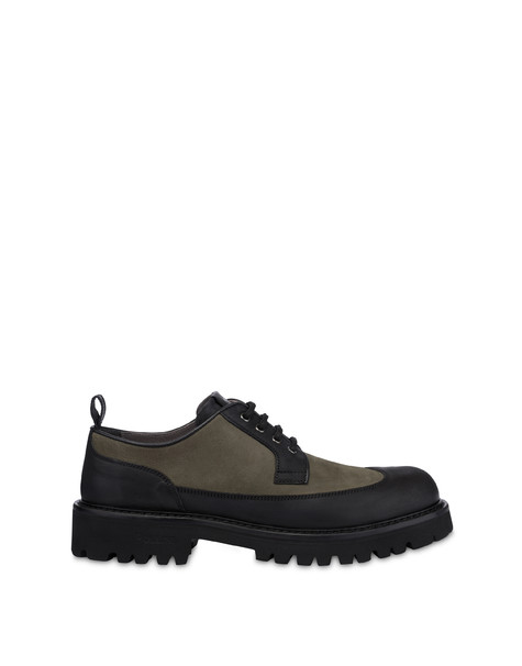 Budapest Derby In Hydro Nubuck And Waxed Calfskin Military Green/black