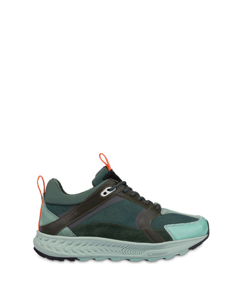 P-ride Sole By Michelin Sneakers In Nylon And Calfskin Military Green/sky/military Green/military Green/military Green/green
