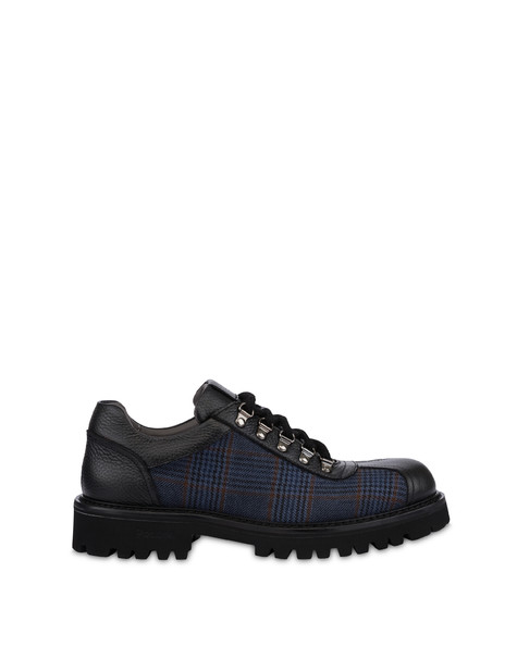 Low Budapest Boot In Wool Fabric And Tumbled Calfskin With Deerskin Pattern Blue/black