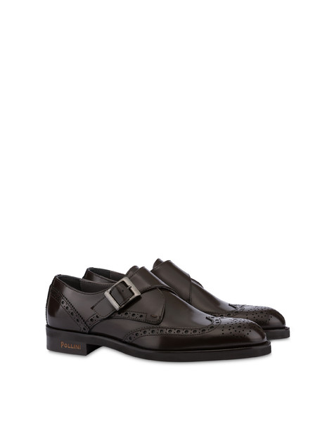 Gentlemen's Club Single Monk In Abraided Calfskin With Brogueing Dark Brown