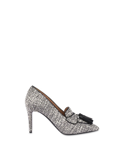 Decolleté Tassels In Tessuto Bianco-fog/nero