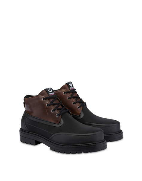 Ice Cracker Combat Boot In Calfskin And Split Leather Dark Brown/black/black