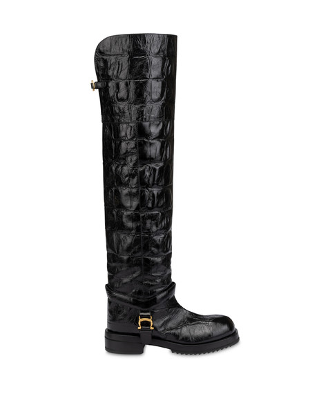 Overknee-stiefel Mia Aus Kalbsleder Mit Krokodildruck 