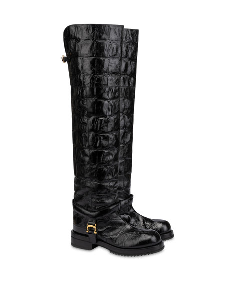 Overknee-stiefel Mia Aus Kalbsleder Mit Krokodildruck 