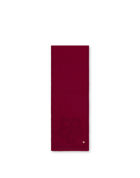 Sciarpa In Misto Lana Con Fiore Jacquard Ton Sur Ton Bordeaux