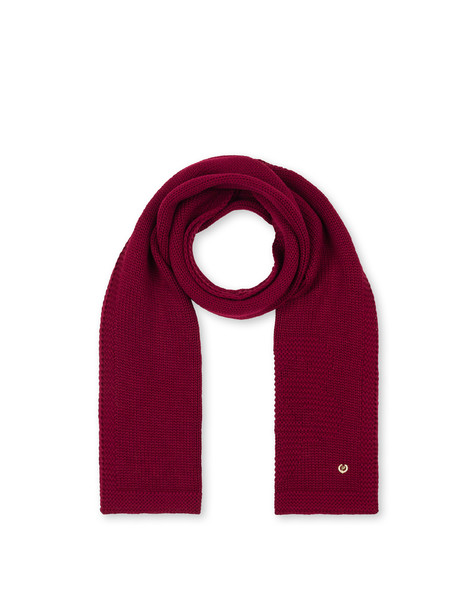 Sciarpa In Misto Lana Con Fiore Jacquard Ton Sur Ton Bordeaux