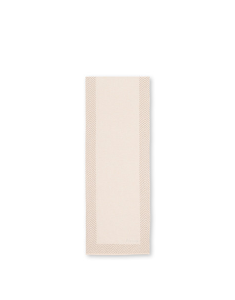 Sciarpa In Misto Lana Con Stampa Chevron Beige